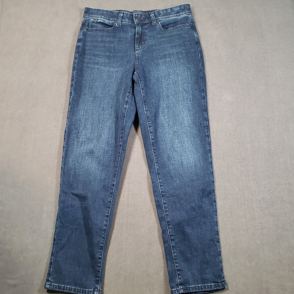 Talbots Boyfriend Jeans Womens 6 Blue Ocean Wash Simply Flattering Stretch Denim